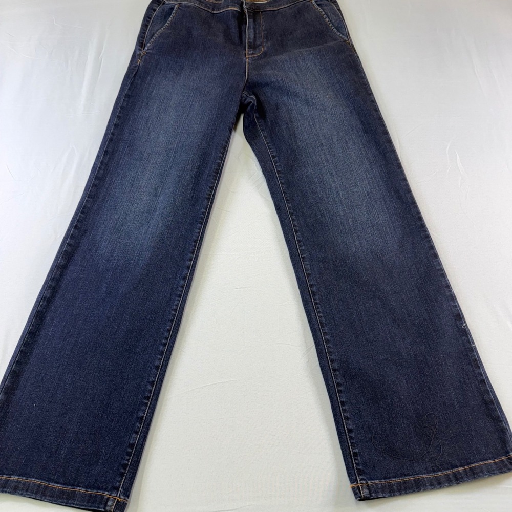 J.McLaughlin Womens Dark Wash Wide Leg Denim Trousers Blue Size 12 Indigo Jeans